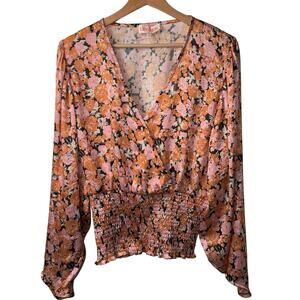 Leyden Large Floral Print Smocked Top